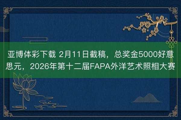 亚博体彩下载 2月11日截稿，总奖金5000好意思元，2026年第十二届FAPA外洋艺术照相大赛