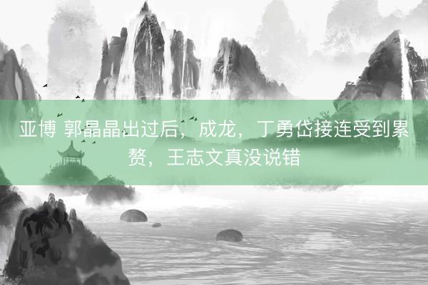 亚博 郭晶晶出过后，成龙，丁勇岱接连受到累赘，王志文真没说错
