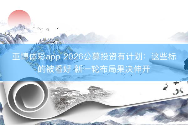 亚博体彩app 2026公募投资有计划:这些标的被看好 新一轮布局果决伸开