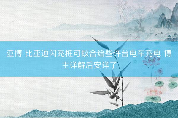 亚博 比亚迪闪充桩可蚁合给些许台电车充电 博主详解后安详了