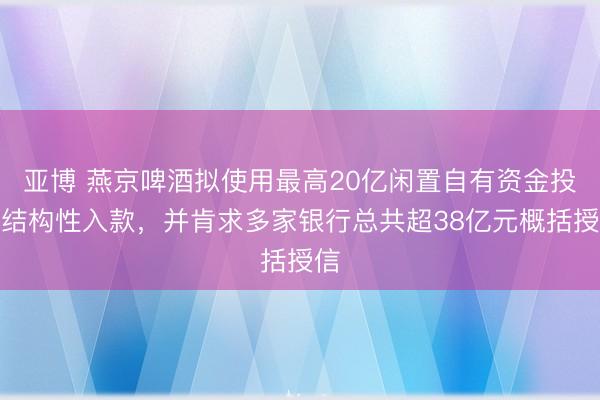 亚博 燕京啤酒拟使用最高20亿闲置自有资金投资结构性入款，并肯求多家银行总共超38亿元概括授信