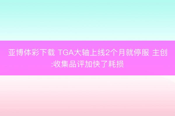 亚博体彩下载 TGA大轴上线2个月就停服 主创:收集品评加快了耗损