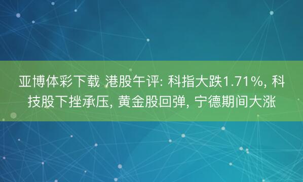 亚博体彩下载 港股午评: 科指大跌1.71%, 科技股下挫承压, 黄金股回弹, 宁德期间大涨