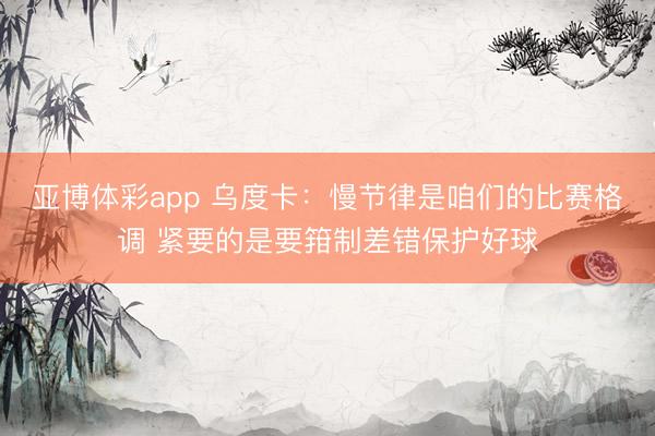 亚博体彩app 乌度卡：慢节律是咱们的比赛格调 紧要的是要箝制差错保护好球