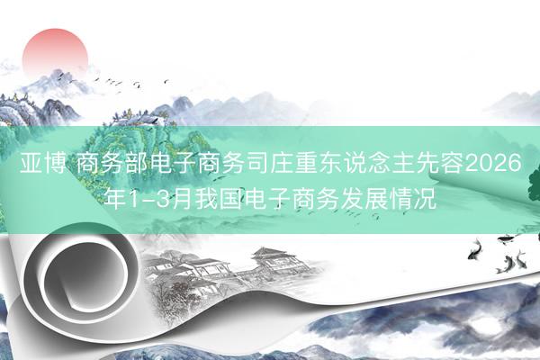 亚博 商务部电子商务司庄重东说念主先容2026年1-3月我国电子商务发展情况