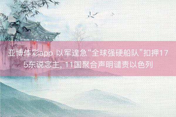 亚博体彩app 以军遑急“全球强硬船队”扣押175东说念主， 11国聚合声明谴责以色列
