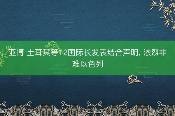 亚博 土耳其等12国际长发表结合声明， 浓烈非难以色列